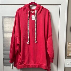 Free People We The Free Red We Hoodie NWT SZ Large